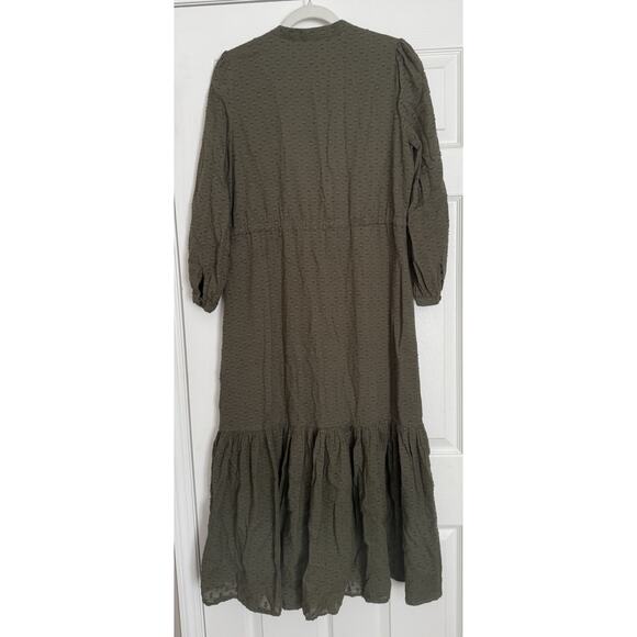Emerson Fry Frances Dress 3 Size MED Moss Green Swiss Dot Maxi India Collection - Picture 2 of 14